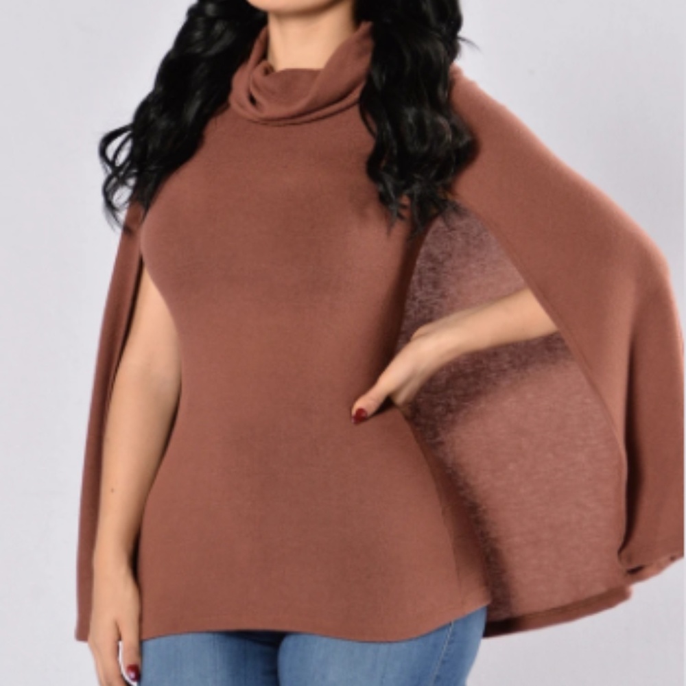 Cape Sweater - Red Brown